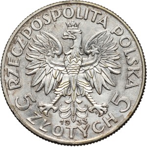 II RP, 5 złotych 1933, Warszawa, Głowa Kobiety