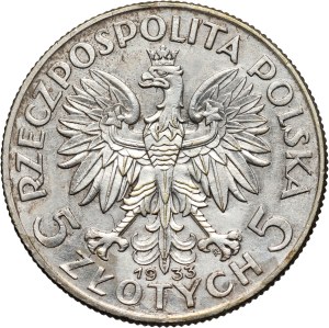II RP, 5 zloty 1933, Warsaw, Head of a Woman