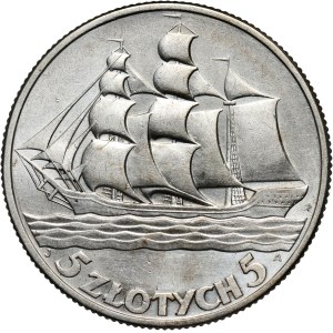 II RP, 5 złotych 1936, Warszawa, Żaglowiec