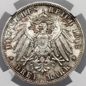 Germany, Prussia, Wilhelm II, 3 mark 1913 A, 25-years of Reign