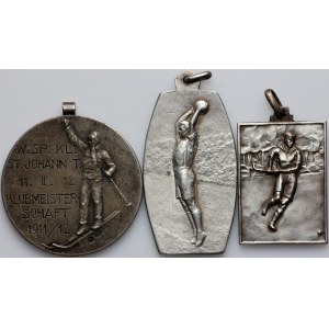 Europe, set of sports medals from 1911-1944, (3 pieces)