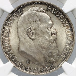 Germany, Bavaria, 3 mark 1911 D, 90th Birthday of Luitpold