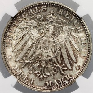 Germany, Bavaria, 3 mark 1911 D, 90th Birthday of Luitpold