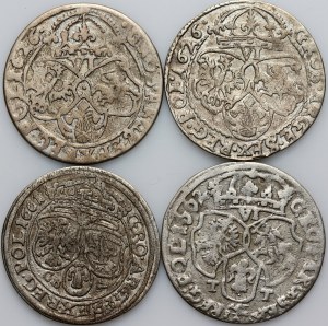 Sigismund III Vasa / John Casimir, set of sixpences dated 1626-1662, (4 pieces)