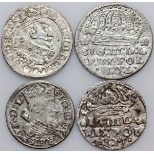 Zygmunt III Waza, zestaw groszy z lat 1613-1626, (4 sztuki)