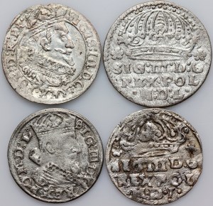Sigismund III Vasa, set of pennies from 1613-1626, (4 pieces)