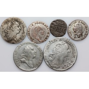 Germany, Prussia, set of coins from 1669-1797, (6 pieces)