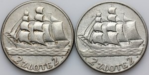 II RP, 2 zloty 1936 coin set, Sailing ship, (2 pieces)