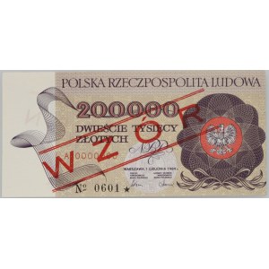 PRL, 200000 złotych 1.12.1989, WZÓR, No. 0601, seria A