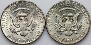 United States of America, 1/2 Dollar coin set 1967, Kennedy, (2 pieces)