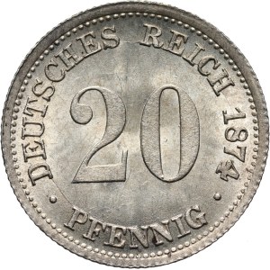 Germany, Wilhelm I, 20 Pfennig 1874 E, Dresden