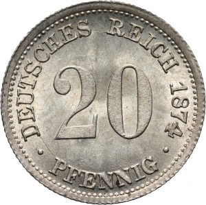 Germany, Wilhelm I, 20 Pfennig 1874 E, Dresden