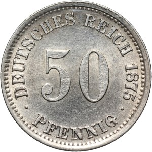 Germany, Wilhelm I, 50 Pfennig 1875 J, Hamburg