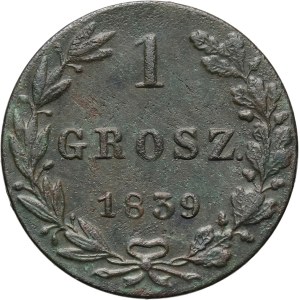 Królestwo Kongresowe, Mikołaj I, 1 grosz 1839 MW, Warszawa - kropka po GROSZ