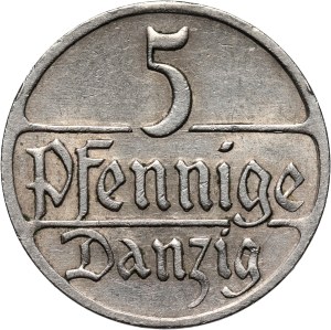 Free City of Danzig, 5 fenig 1928, Berlin, rare vintage