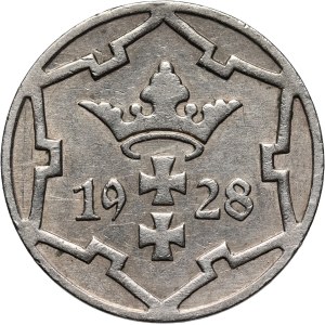 Wolne Miasto Gdańsk, 5 fenigów 1928, Berlin, rzadki rocznik