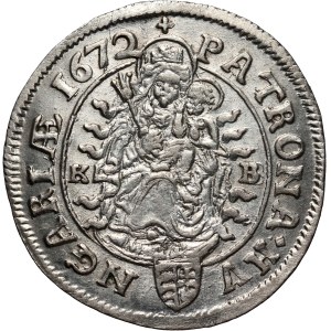 Hungary, Leopold I, 6 Kreuzer 1672 KB, Kremnitz