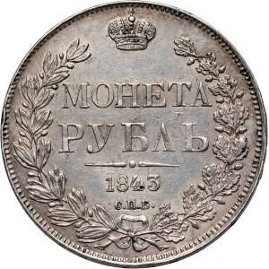 Russia, Nicholas I, Rouble 1843 СПБ АЧ, St. Petersburg