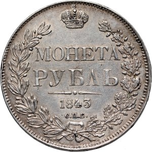 Russia, Nicholas I, Rouble 1843 СПБ АЧ, St. Petersburg