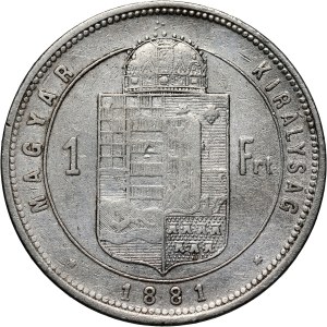 Hungary, Franz Joseph I, Forint 1881 KB, Kremnica