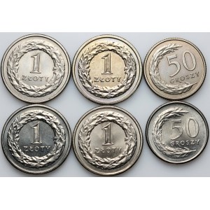 III RP, zestaw monet z lat 1995-2009, (6 sztuk)