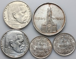 Germany, set of coins from 1914-1939, (5 pieces)