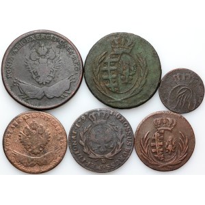 Polska, XVIII-XIX wiek, Prusy Południowe, Galicja i Lodomeria, zestaw monet z lat 1794-1811, (6 sztuk)