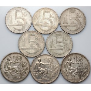Czechoslovakia, set of coins from 1929-1932, (8 pieces)