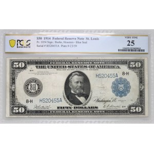 United States of America, Federal Reserve Note - St. Louis, 50 dollars 1914