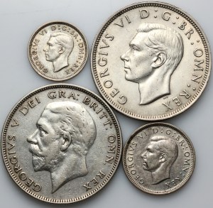 Great Britain, set of coins from 1935-1942, (4 pieces)