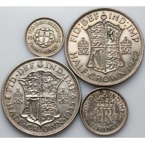 Great Britain, set of coins from 1935-1942, (4 pieces)