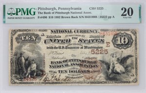 United States of America, Pennsylvania, Pittsburgh, 10 dollars 1882, serie H