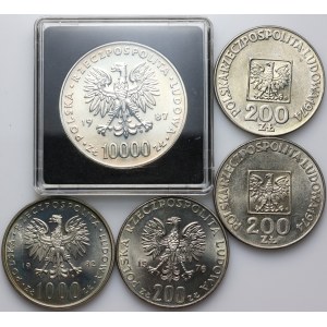 PRL, zestaw monet z lat 1974-1987, (5 sztuk)