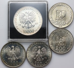 People's Republic of Poland, coin set from 1974-1987, (5 pieces)
