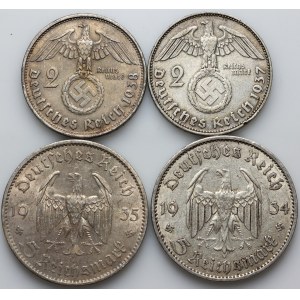 Germany, Third Reich, set of coins from 1934-1938, (4 pieces)