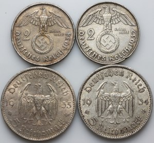 Germany, Third Reich, set of coins from 1934-1938, (4 pieces)