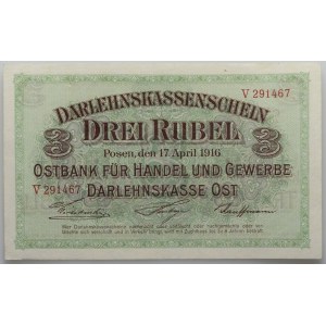 Poznań, 3 ruble 17.04.1916, seria V
