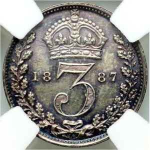 Great Britain, Victoria, 3 pence 1887, London, Prooflike, rare