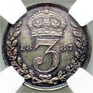 Great Britain, Victoria, 3 pence 1887, London, Prooflike, rare