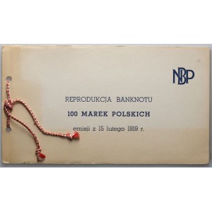 II RP, 100 marek polskich 15.02.1919, Ser. AH, REPRINT, w etui NBP