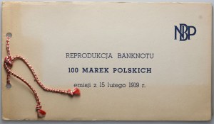 II RP, 100 Polish marks 15.02.1919, Ser. AH, REPRINT, in NBP case