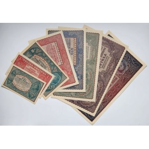 II RP, 1/2-5000 marek polskich, zestaw banknotów 1919-1920 (8 sztuk)