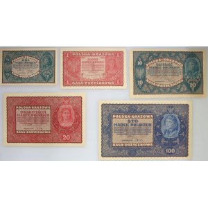 II RP, 1/2-5000 marek polskich, zestaw banknotów 1919-1920 (8 sztuk)