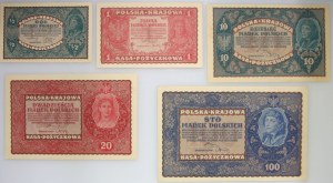 II RP, 1/2-5000 Polish marks, set of banknotes 1919-1920 (8 pieces)