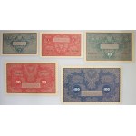 II RP, 1/2-5000 marek polskich, zestaw banknotów 1919-1920 (8 sztuk)