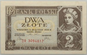 II RP, 2 zloty 26.02.1936, DR series