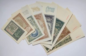 General Government, 1-500 zloty, set of 1940-1941 banknotes (8 pieces)