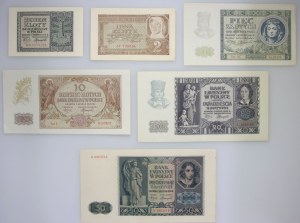 General Government, 1-500 zloty, set of 1940-1941 banknotes (8 pieces)