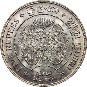 Sri Lanka, Elizabeth II, 5 rupees 1957, 2500 years of Buddhism