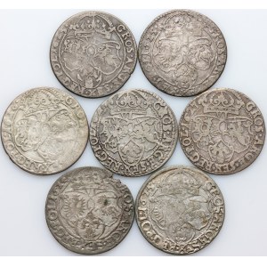 Zygmunt III Waza, zestaw szóstaków z lat 1624-1627, (7 sztuk)